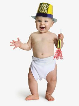 baby with new years hat